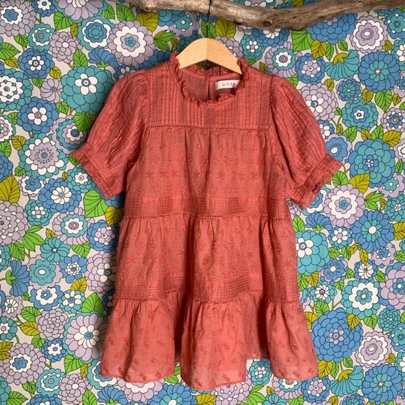 Doen Other - Doen Tiered Short Sleeve Embroidered Terracotta Dress Size:2